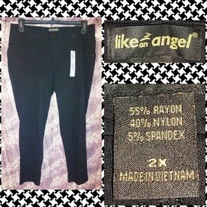 Like An Angel brand Black Ponte Stretch Ankle Pants Jrs Plus Sz 2X(16/18/20)